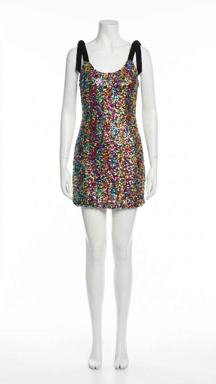 NEW GILNER FARRAR tatum sequin mini dress in rainbow